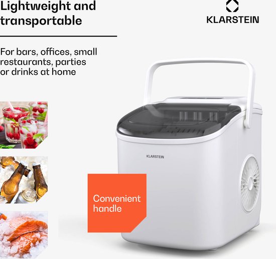 Klarstein ijsblokjesmachine - 12 kg/24 uur, 2 maten, 1,3 liter watertank, LED-display, transparant deksel, draagbaar, ijsblokjesmachine voor feestjes/tuinfeesten - voor Bar - IJsschep - Mobiel - Ice Maker - Ice Cube Maker - IJsmaker van Klarstein — afbeelding 3
