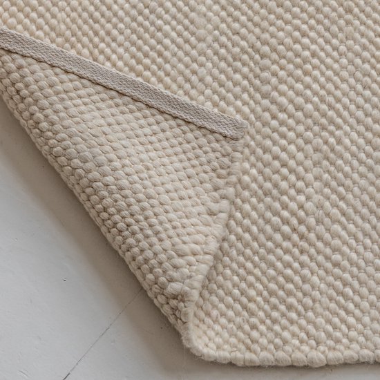 Tapis en Wool Carpet Studio - 160 x 230 cm - Tapis à poils ras pour salon et chambre - Beige