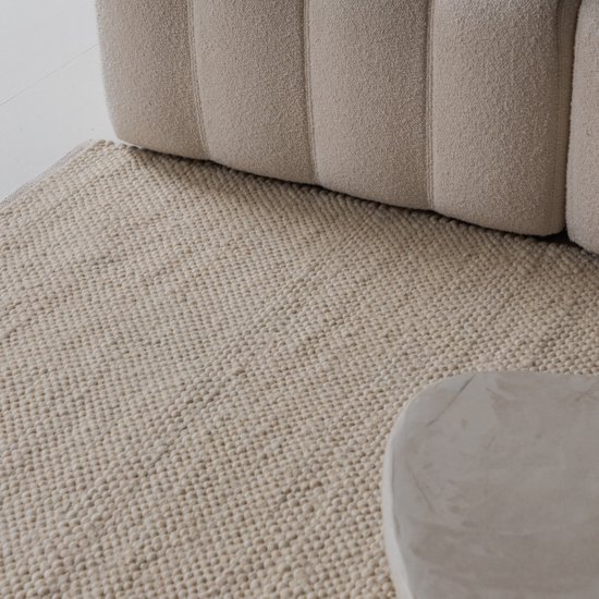 Tapis en Wool Carpet Studio - 160 x 230 cm - Tapis à poils ras pour salon et chambre - Beige