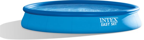 Piscine Intex Easy Set bleue avec bord gonflable bleu, sur fond blanc.