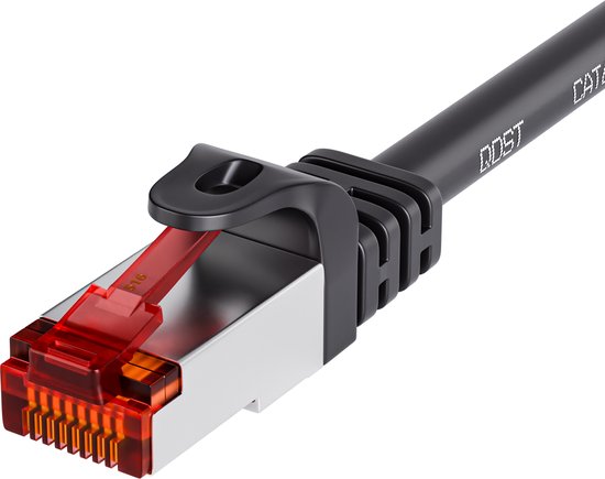 Qost - Câble Internet CAT6 - 100% cuivre / SFTP - 10 Gbps / 250 MHz - Connecteurs RJ45 - Câble patch / Câble réseau - 50 mètres - Zwart