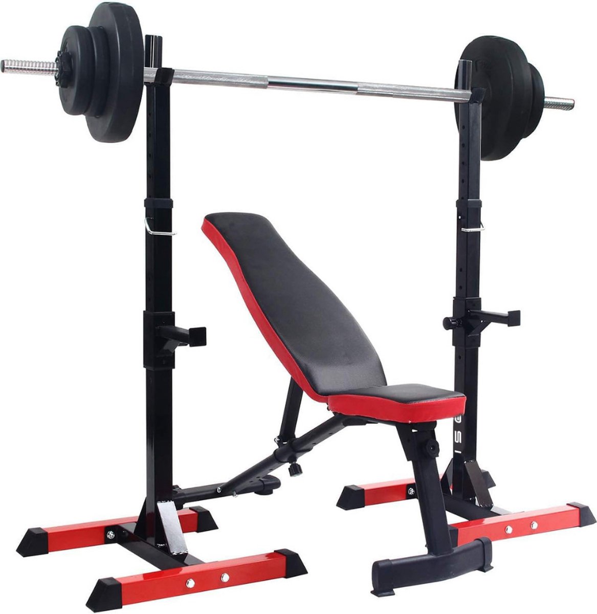 Squat Rack - Power Rack - Haltersteunen - Squat - Halterstandaard - Power Rack Krachtstation - Squatrek - Krachtstations - Bench Press - Home Gym - Home Gym Krachtstation - 6 Verstelbare Hoogtes - Antislip Voetsteunen - Beginners & Gevorderden