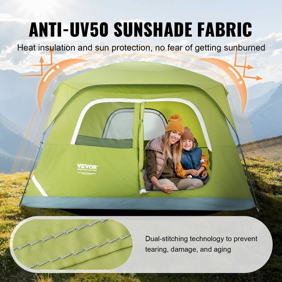 Carlovo Tent - Kampeertent - Tenten - Camping - Waterdichte Familietent - Kamperen - Directe Opzet - Max 6 Personen - Groen van Carlovo — afbeelding 5