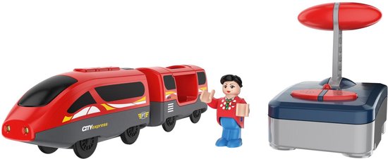 Elektrische Trein Voor Houten Rails - Gemotoriseerde Trein Op Afstand Bestuurbaar Met 4 Geluids En Lichteffecten Voor Kinderen Van 3 4 5 En 6 Jaar Compatibel Met Thomas Brio Chuggington Rood