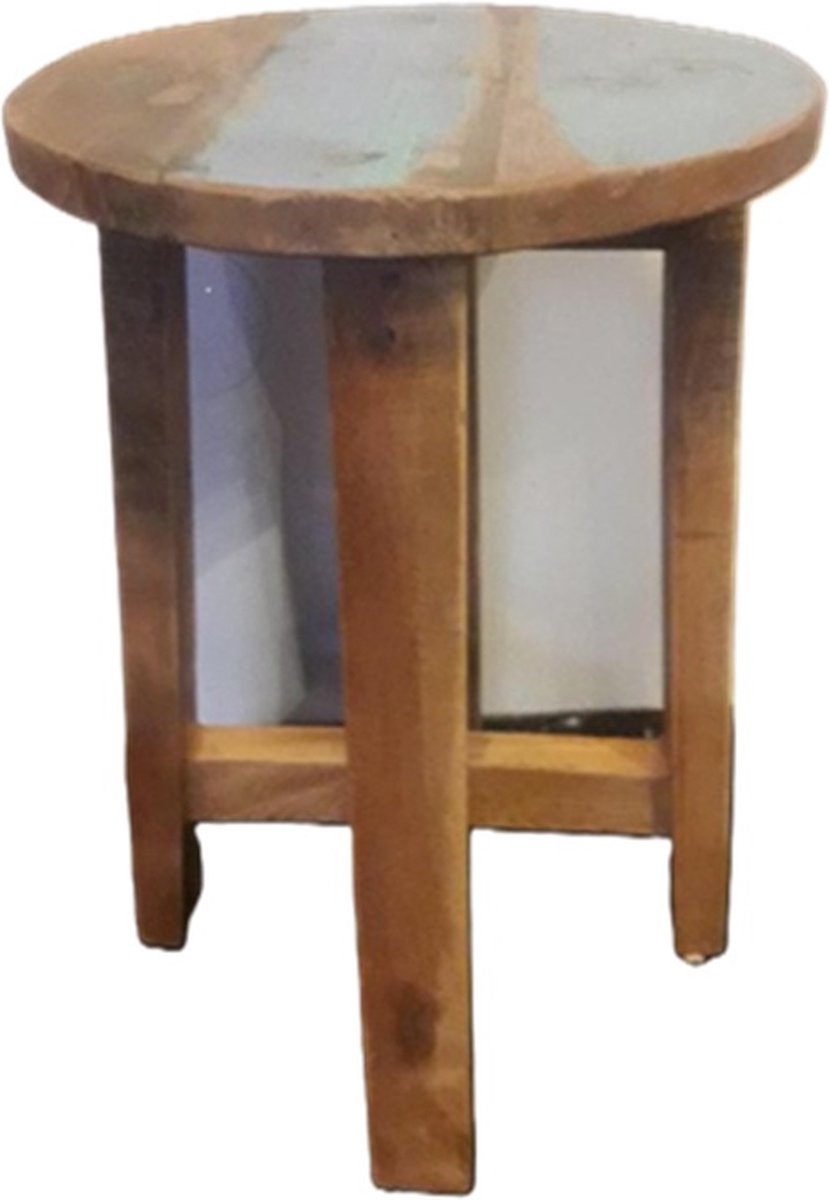 krukje botenhout-Koloniaal Teakhuis-Hoogte 45cm-Oud Teakhout