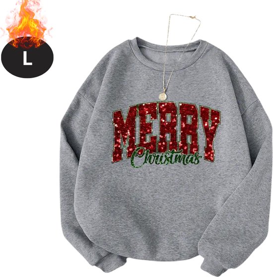 Bovista Kersttrui - Dames - Foute Kersttrui - Christmas Sweater - Kerst Sweater - Christmas Jumper - Pyjama - Grijs - L