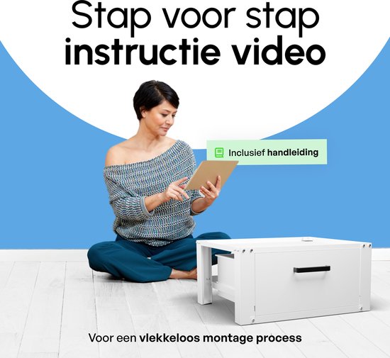 Bodo® - Wasmachine Verhoger - Kast - Ombouw met Lade - Wit - 63x54x31cm