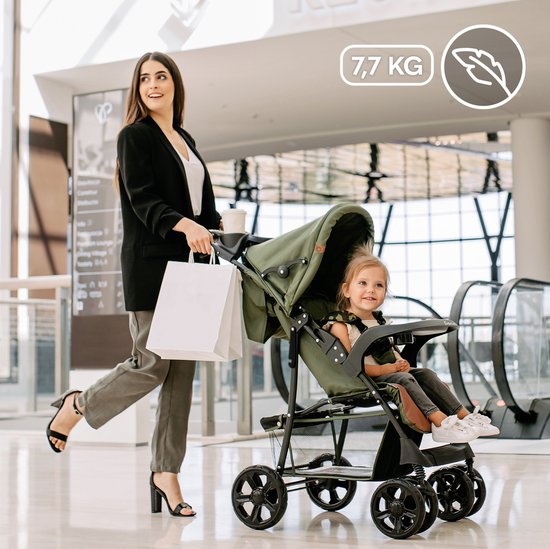 Lionelo Emma Plus - Buggy - Lichte en Duurzame Kinderwagen - 5-Punts Gordel - Rugleuningverstelling tot Ligpositie - Verlengd Luifel met Venster - Grote Mand - Praktische Tas en Organizer - Schokdempers - Geschikt voor Kinderen tot 15 kg van LIONELO — afbeelding 5