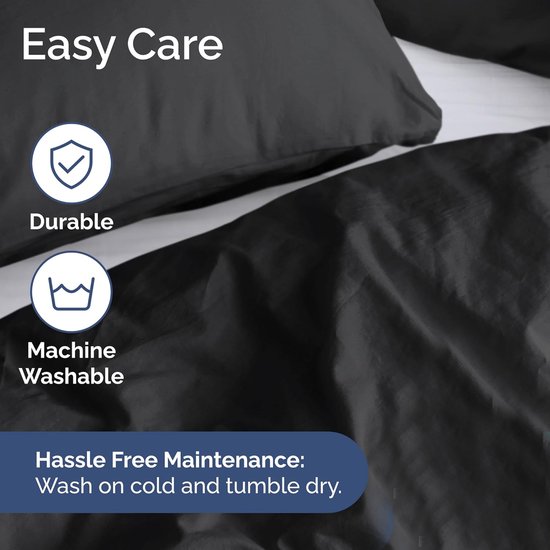 BOTC Dekbedovertrek met Kussensloop - 200x220 cm - Haarverzorging - Het Ultieme Zachte Hoeslaken - Zwart van BOTC — afbeelding 2