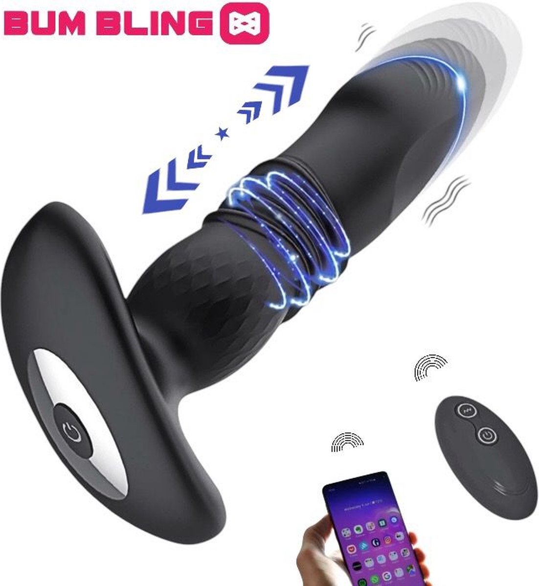 BUM BLING® SMART - Prostaat Vibrator Mannen - Buttplug - Smartphone Bestuurbaar - Zwart