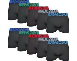 Microfiber Boxershorts Heren - 10-Pack - Uomo - Naadloos - Zwart - Mix Kleur Band -Maat XL/XXL