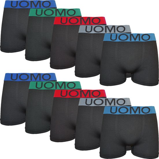 Boxers Microfibre Homme - Paquet de 10 - Uomo - Sans Couture - Zwart - Bande de Couleur Mix - Taille XL/ XXL