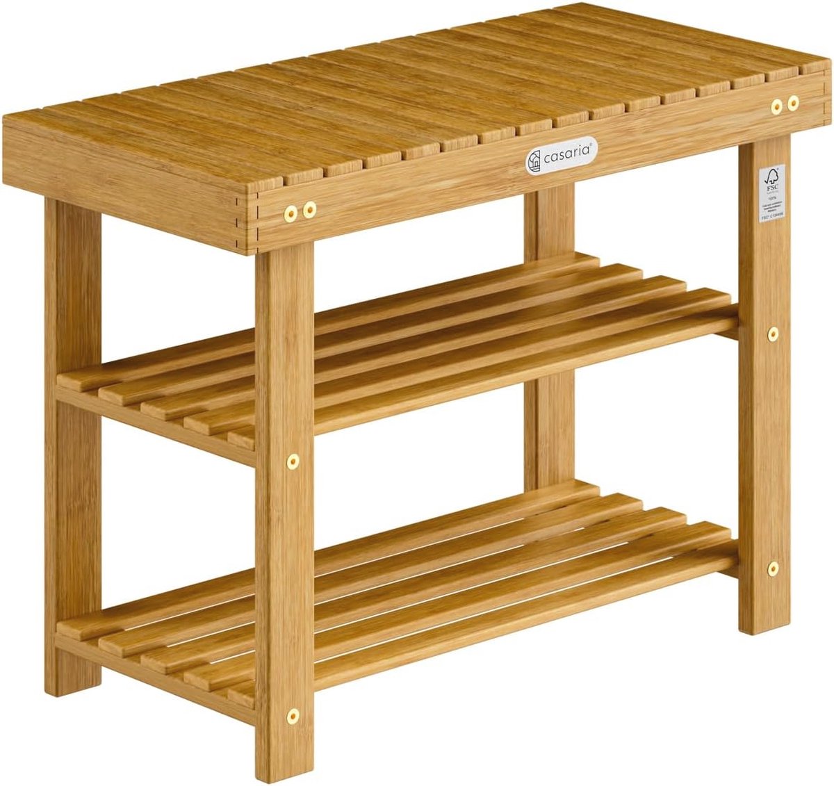 Schoenenrek Zitbank Massief Acaciahout 70x30x46cm - Multifunctionele Schoenenbank voor Inkomhal