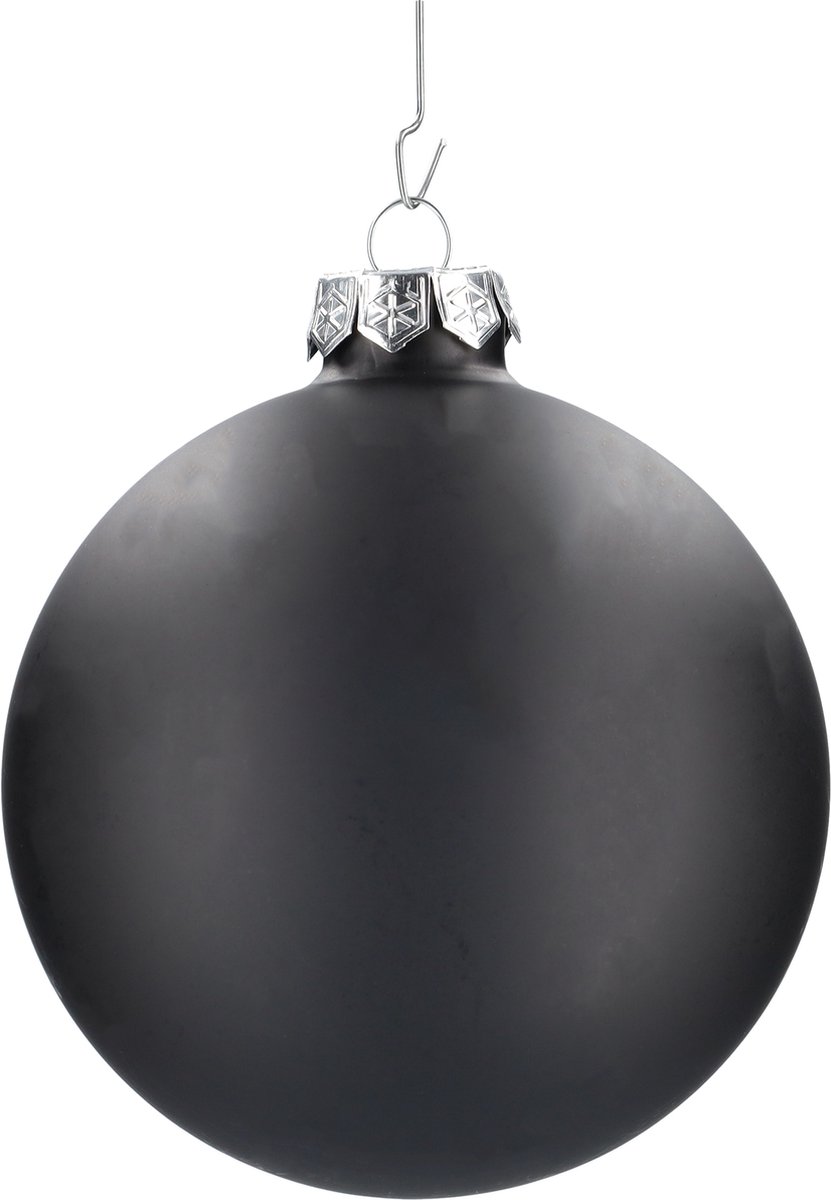 Glazen kerstballen - Set van 4 stuks/100mm - Luxe kerst decoratie - Sfeervolle kerstversiering voor in de kerstboom - Glas - Black Combi - Zwart – foto 8
