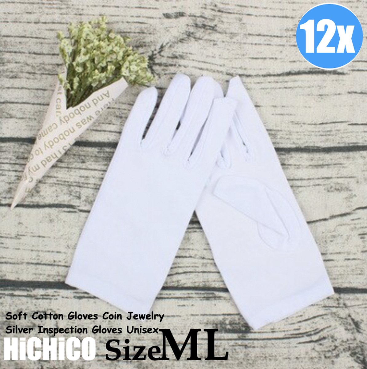 Vrouwelijke Katoenen Handschoenen - Stoffen handschoenen - medische handschoenen voor Gezondheidszorg, Ziekenhuis, Beauty Center, Kapper en Salon Spa Tattoo, Jewelry Wit Maat M/L 6Pairs/12Stuks