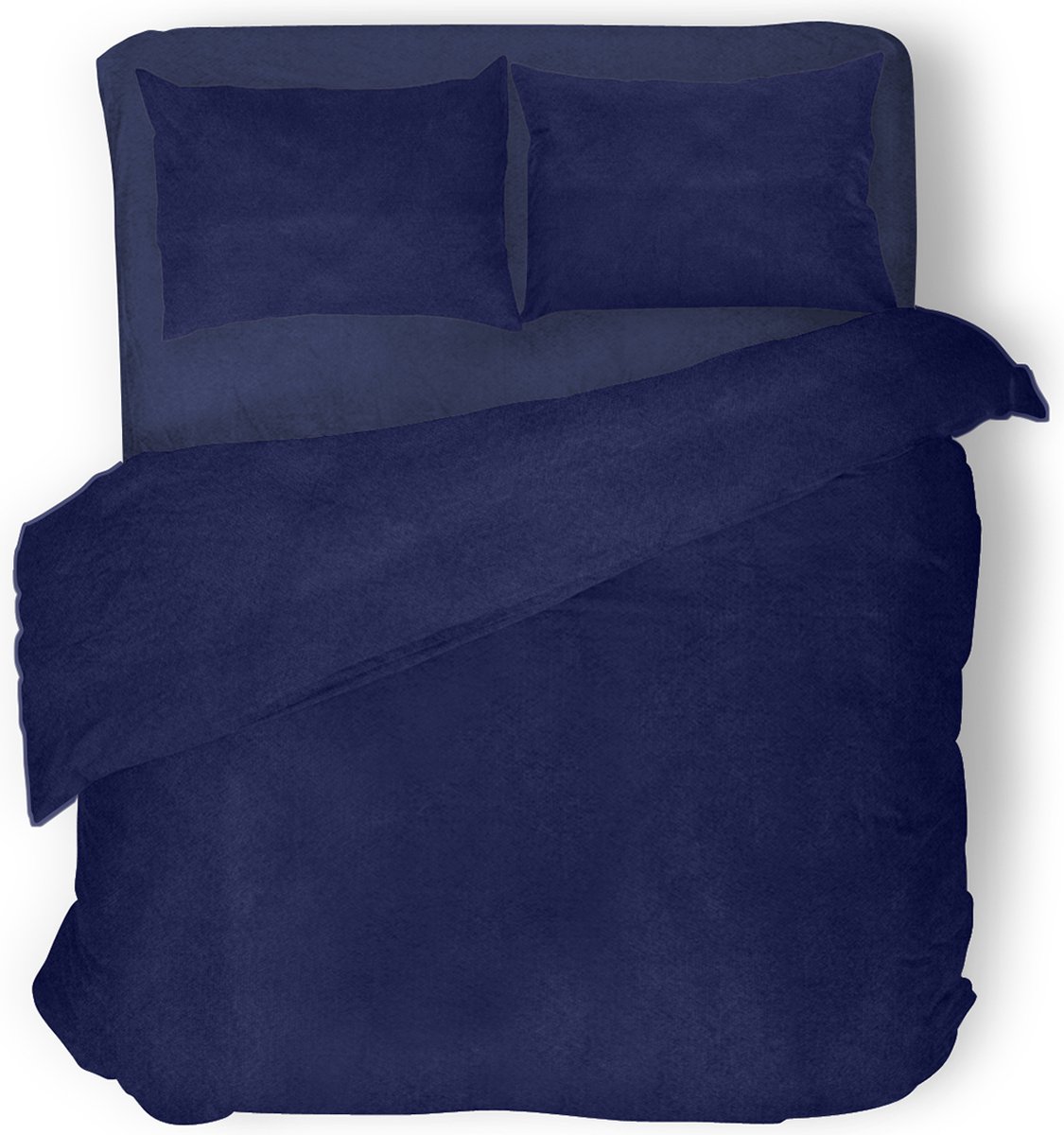 Eleganzzz Dekbedovertrek 180gr m2 Hoogwaardig Flanel Uni - Blauw - Dekbedovertrek 260x200/220cm - Flanellen Dekbedovertrekken - Effen Dekbedovertrek - Lits Jumeaux Blue