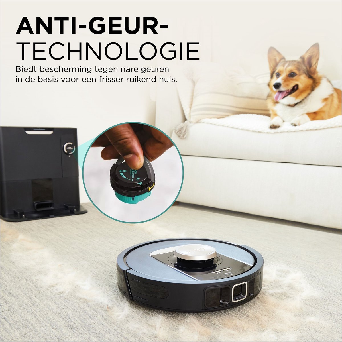 Afbeelding 3 van Shark PowerDetect Robotstofzuiger met Leeg/Laadstation - Uitgebreide 360° Laser Navigatie - Met App en Anti-Geurtechnologie - Voor Huisdieren - RV2820VEEU