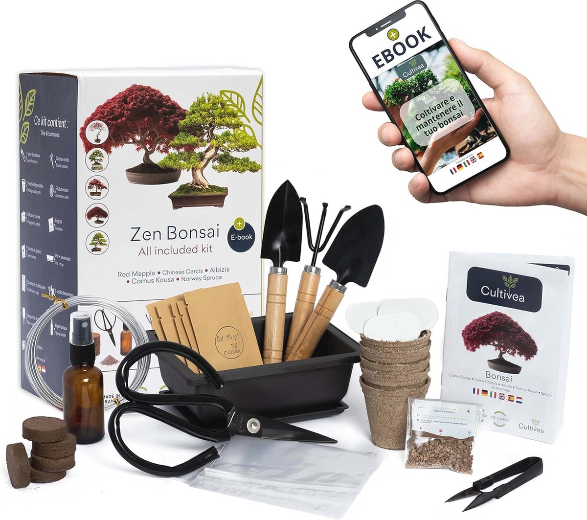 Premium Bonsai Set - Complete Kweek Kit voor Bonsai Planten - Tuin en Decoratie - Gereedschap, Draad, Kunstmest en Meer - Perfect Cadeau voor Tuinliefhebbers