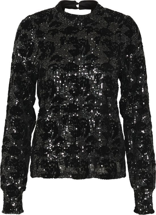 Kaffe KAgrit Sequin Dames Blouse -Black/dark silver sequin
