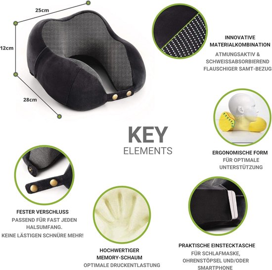 AIRTH® Reis nekkussen, nekkussen van traagschuim, optimaal