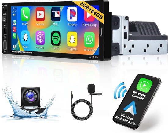 Hikity Autoradio 2 Din avec Wireless Carplay Android Auto 7 Pouces écran Tactile Autoradio