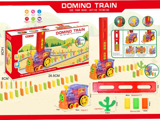 OodBlue-Domino Automatisch Domino Bouwen - Dominostenen - Speelgoed Trein met Licht voor kinderen