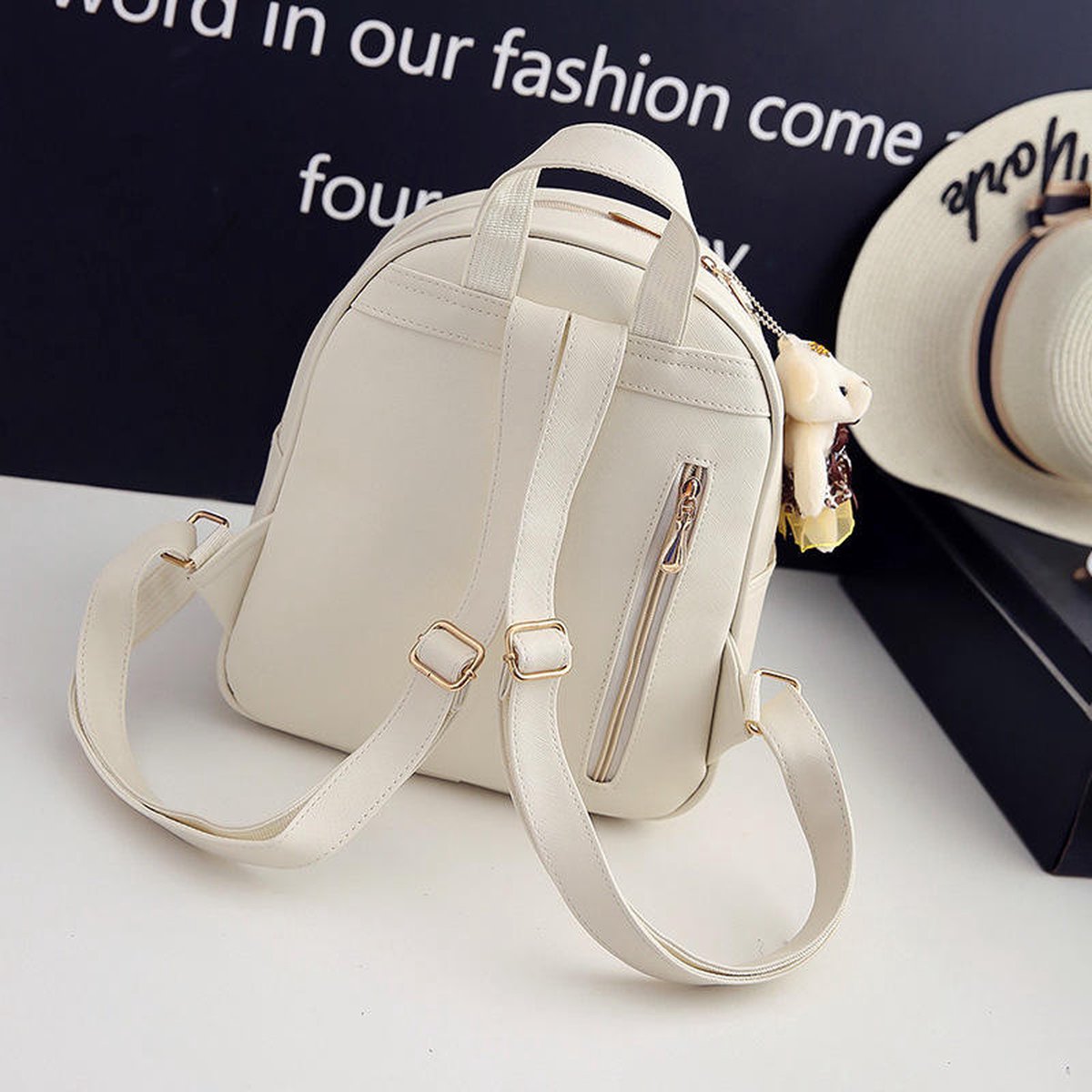 FANDARE Women's 3-in-1 Backpack Handbag Girls Faux Leather Shoulder Bag Travel Bag for University Travel Leisure Work School Office Brown L Simple Elegant