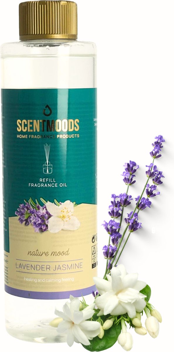 Scentmoods Geurstokjes Navulling - Lavendel & Jasmijn - Geurverspreider - Luchtverfrisser - Huisparfum - 400ml