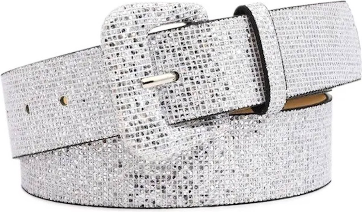 Metallic Glitter Riem - Zilver | Riemmaat 90 cm - Lengte 105 cm | Kunstleer | Fashion Favorite