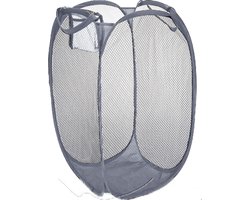 Wasmand flexibel/opvouwbaar - grijs - nylon - 36 x 36 x 58 cm - 64 liter