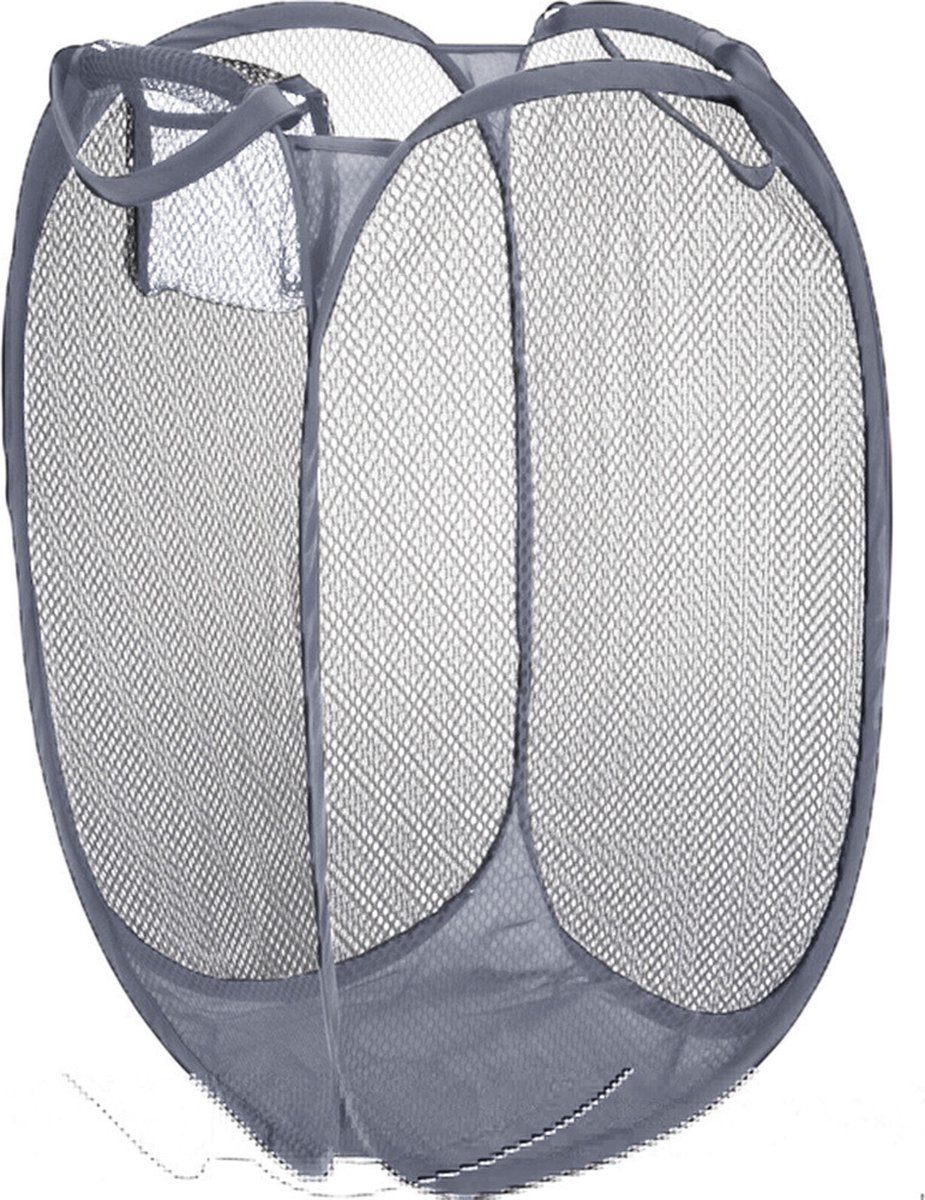 Goedkoopste Wasmand flexibel/opvouwbaar - grijs - nylon - 36 x 36 x 58 cm - 64 liter