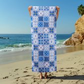 JEMIDI microvezel strandlaken 180 x 75 cm - Sneldrogend badlaken - Lichtgewicht microvezel handdoek - Ideaal voor strand gym of sauna - Tegelprint