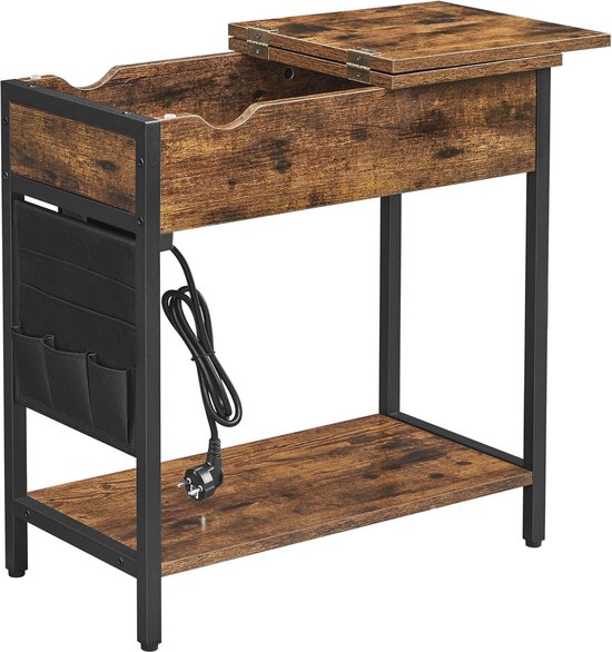 Vasagle - 2x Nachtkastje - Bruin - 3 Laden - 2 AC-stopcontacten En 2 USB-poorten - Set Van 2 Stuks Let831y70