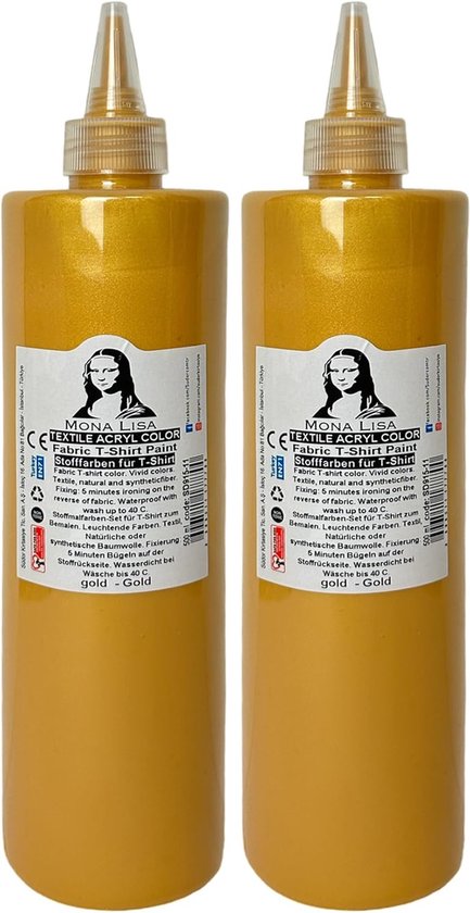 Südor Textielverf 1000 ml, goud.Wasbestendige textielverf voor lichte stoffen. Wasmachinebestendig, wasbestendig. Fixatie door strijken (2 x 500 ml)