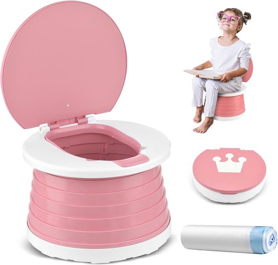 Pot De Voyage Pliant Volumoon - Pour Enfants 0-6 Ans, Rose, Design Ergonomique, Pliable Et Portable - Intérieur/Extérieur