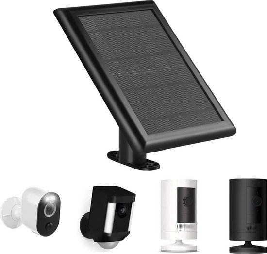 35 W Zonnepaneel voor Ring Stick Up Cam - Zonnepanelen - Draadloze Beveiligingscamera - Micro USB C-kabel - Zwart
