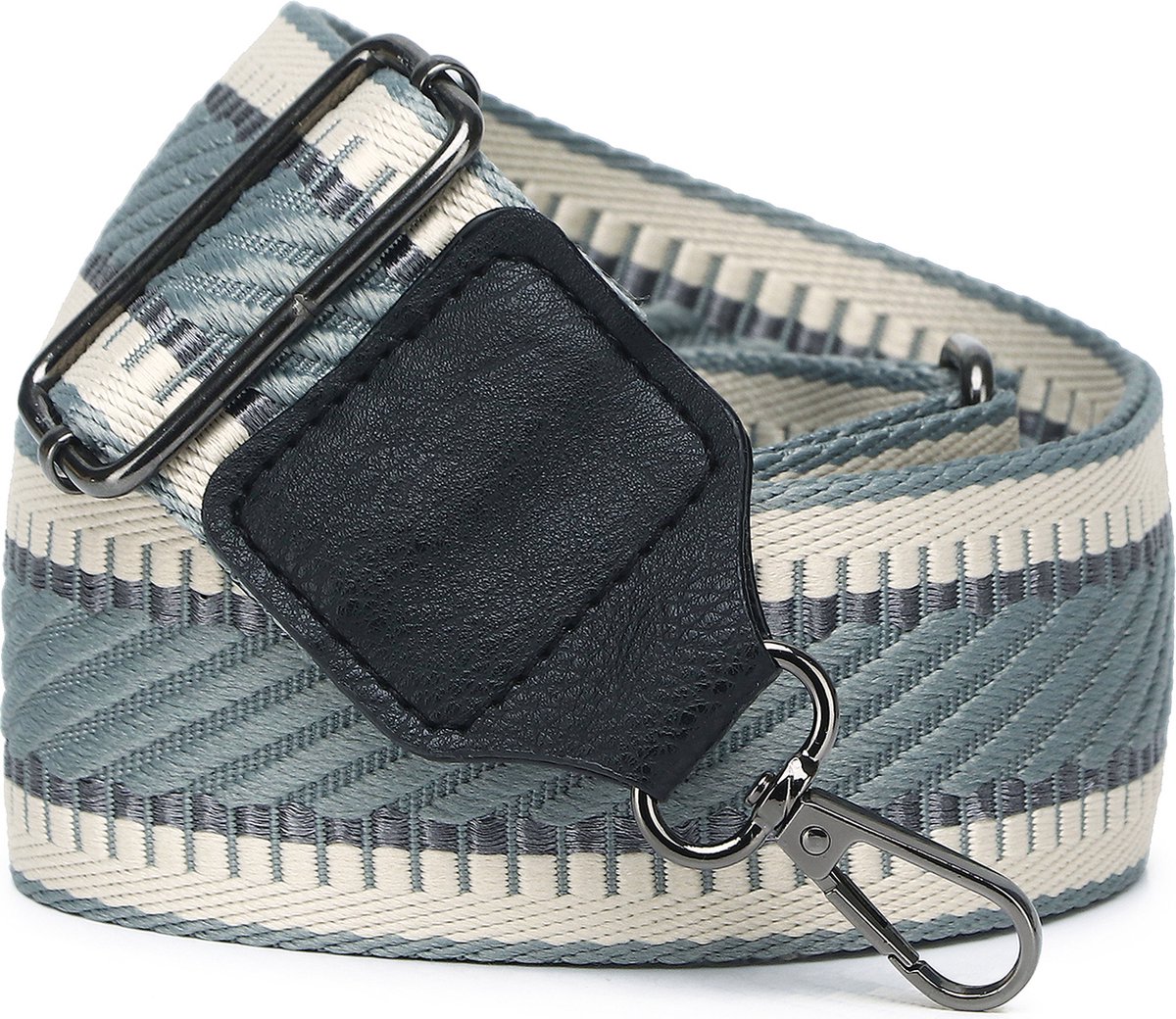 Eleganci® - Tassenriem - Bag strap - Bagsstrap - Dames Tas - Schouderband - Verstelbaar - Tassenhengsel - Tassen Band - 140 cm lang - 5,5 cm breed - Canvas - Roestvrijstaal - Grijs