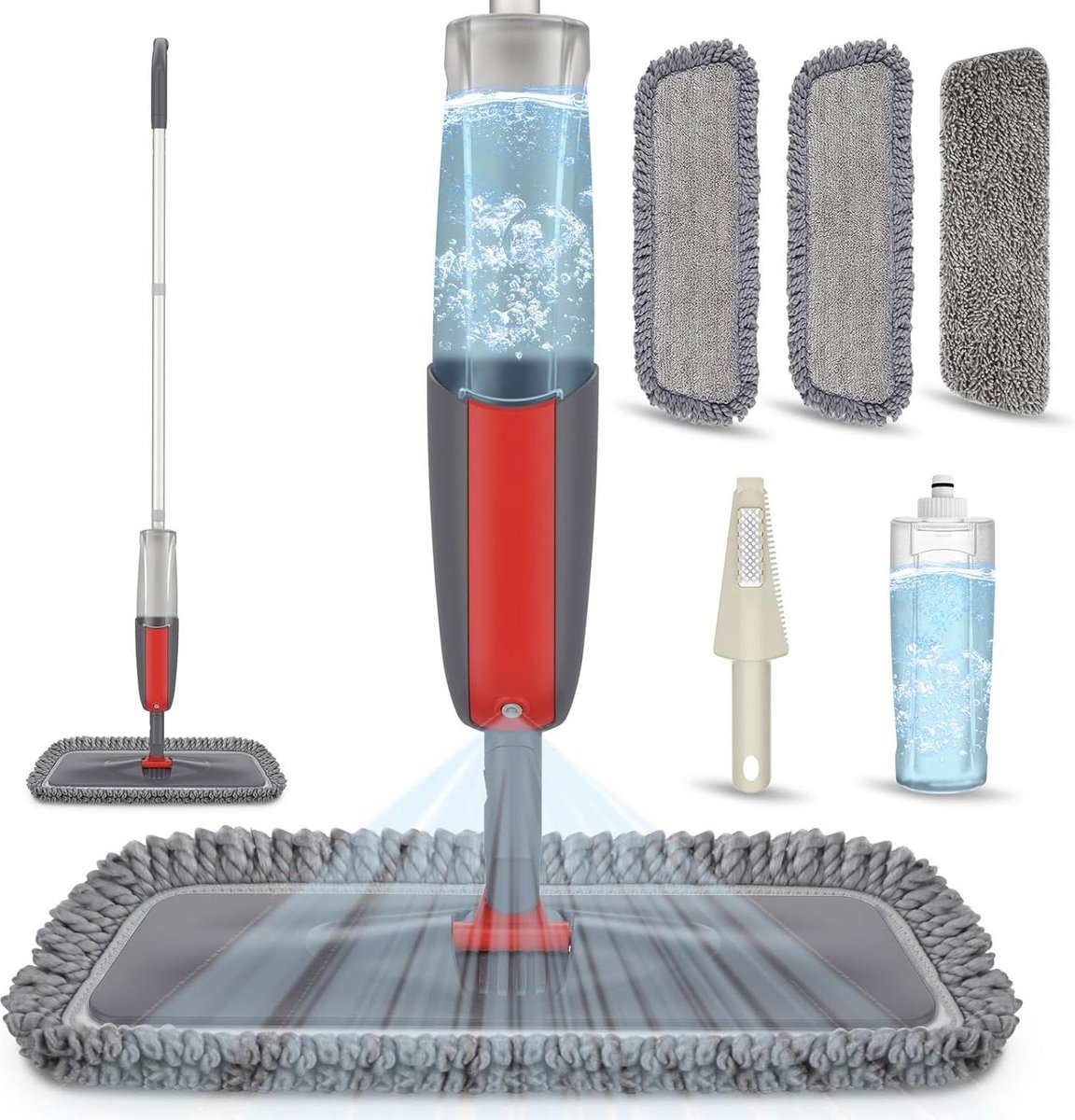 Goedkoopste Dweilspray voor harde vloeren - reinigingsdweilen met spray en 3 wasbare pads Mop