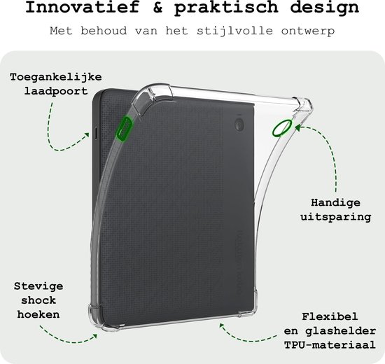 Hoesje Geschikt voor Kobo Libra Colour Hoes eReader Shockbestendig Back Cover Siliconen Tablet Case - Transparant van Hoesje  — afbeelding 5