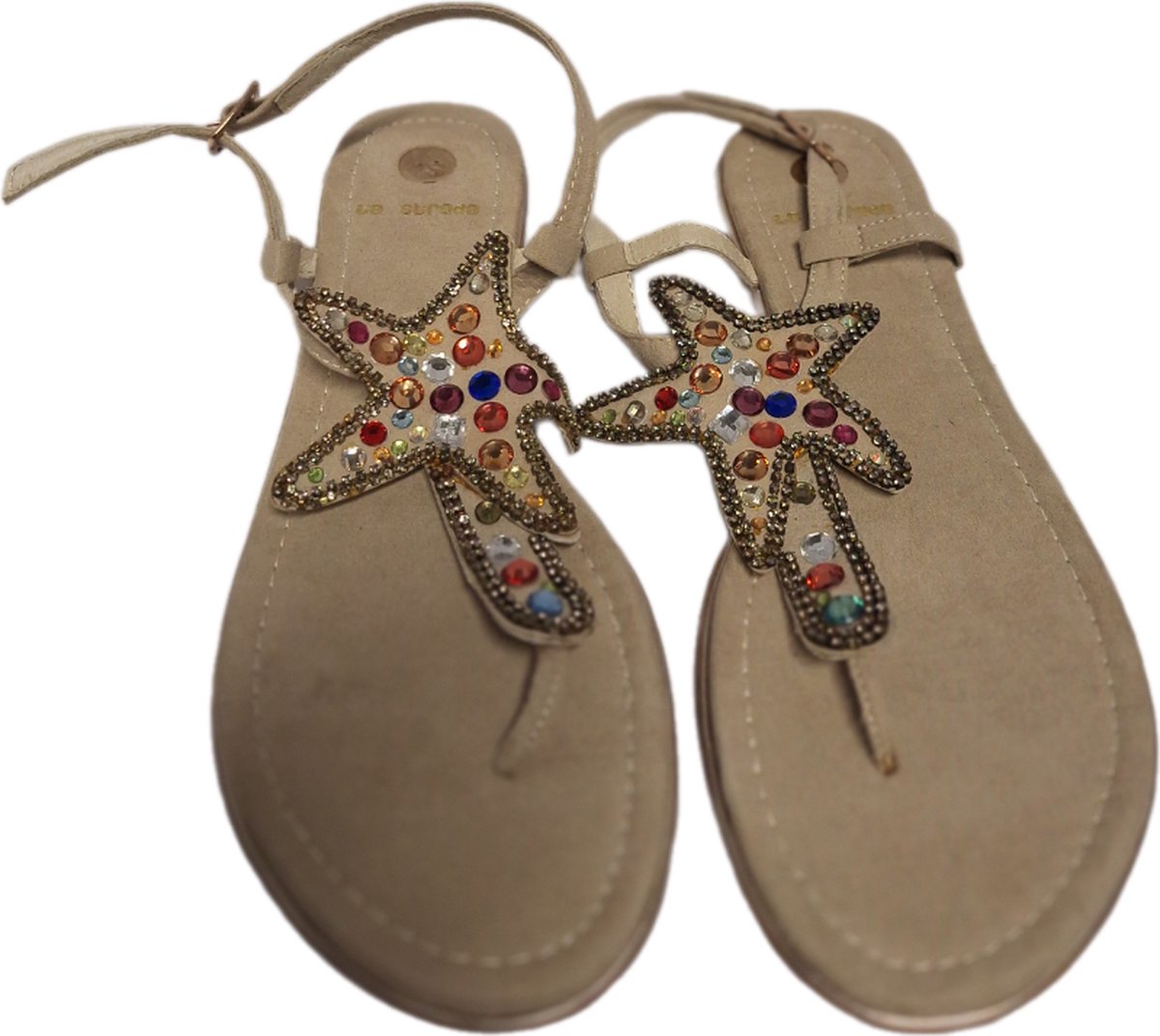 LA STRADA -SLIPPER-NATURAL-MICRO STONES-SIZE 40