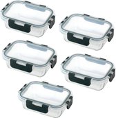 Ceruzo Meal Prep Containers - 5 pièces Boîtes de conservation - Glas Borosilicate - Hermétique - 21,5 x 16 x H6,6 cm