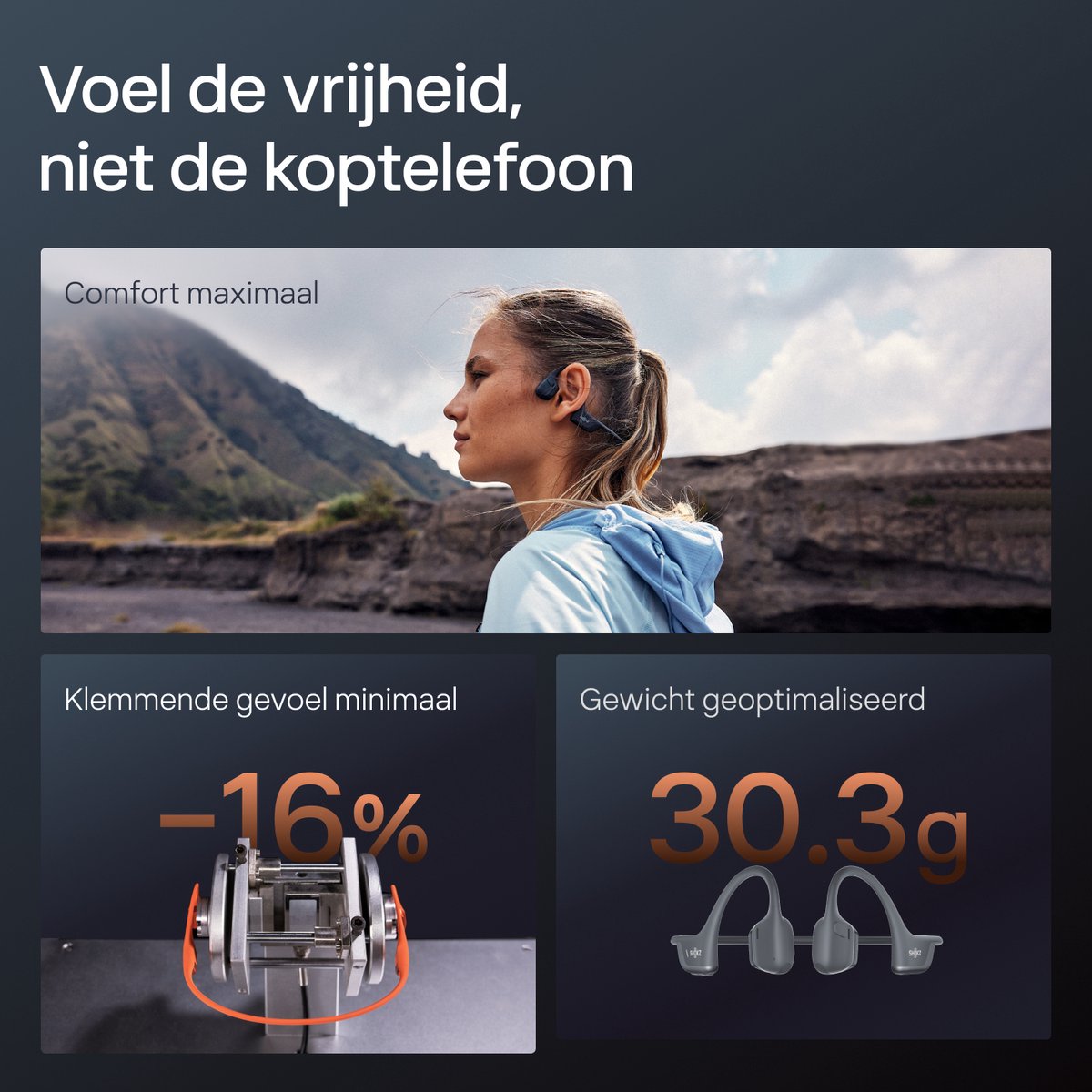 Shokz OpenRun Pro 2 Open-ear Sporthoofdtelefoon - Bone Conduction - IP55 water- en zweetbestendigheid - 12 uur batterij - Zwart thumbnail 5