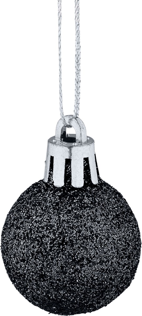 kerstballen set van 96 - plastic - 3 cm - mat - glanzend - glitters - zwart – foto 4