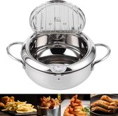 Bol.com Tempura braadpan met thermometer en deksel - Mini Japanse mand voor friet - Garnalen - Kippenvleugels - 9.4in aanbieding