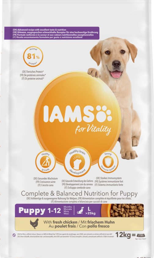 Iams Large Puppy & Junior Kip Hondenvoer 12 kg