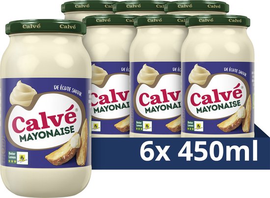 Foto: Calv mayonaise de chte met plantaardige olie en eieren met 3 sterren beter leven keurmerk 6 x 450 ml