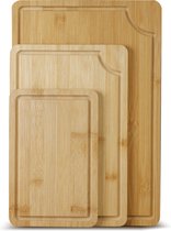 Snijplank Bamboe Set 3 Maten - Houten Snijplanken Klein Middel Groot - BlauKe