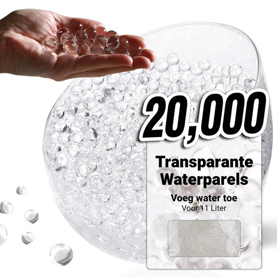 Foto: Comforder waterparels transparant waterballetjes gelballetjes water beads 12mm 20 000 stuks 100g voor 11 liter