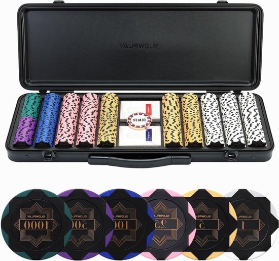 Foto: 14 gram klei pokerchips voor texas hold em 500 stuks genummerde chips pokerset