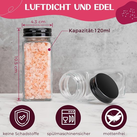 SIGNORA WARE Premium kruidendozen, opbergdozen voor specerijen, in groot en klein, met praktische strooier van BPA-vrij plastic, luchtdichte voorraaddozen, set van 4 stuks, klein SIGNORA WARE Premium kruidendozen, opbergdozen voor specerijen, in groot en klein, met praktische strooier van BPA-vrij plastic, luchtdichte voorraaddozen, set van 4 stuks, klein
